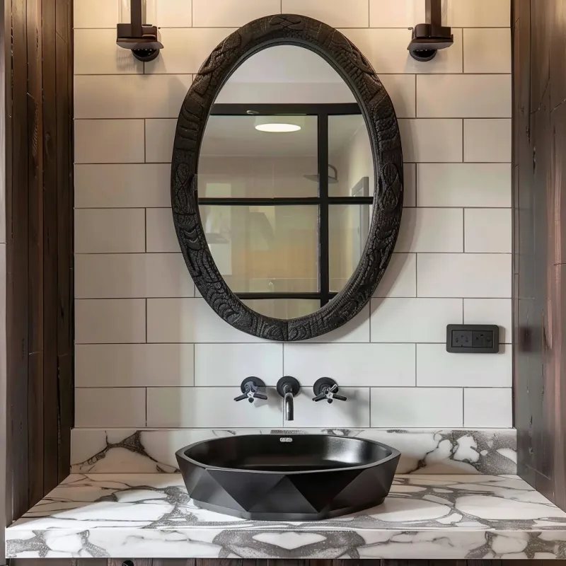 Огледало за баня в черна рамка